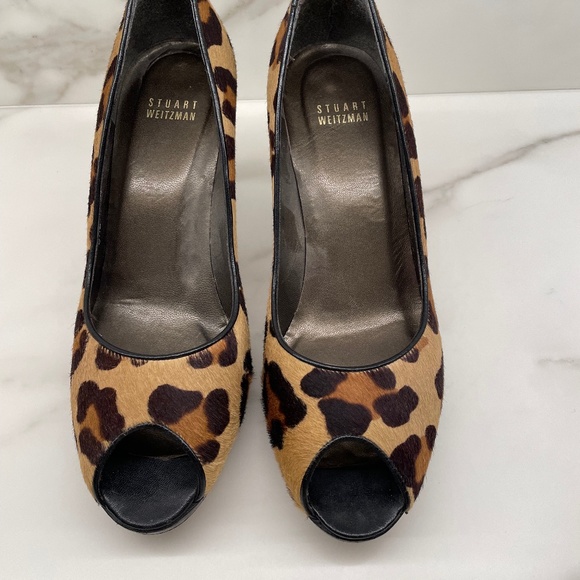 STUART WEITZMAN LEOPARD PEEP TOE PUMPS 8.5 - Picture 1 of 4